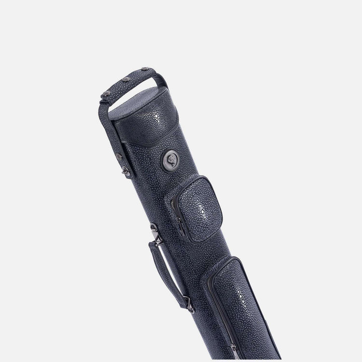 Black pool cue case on a white background