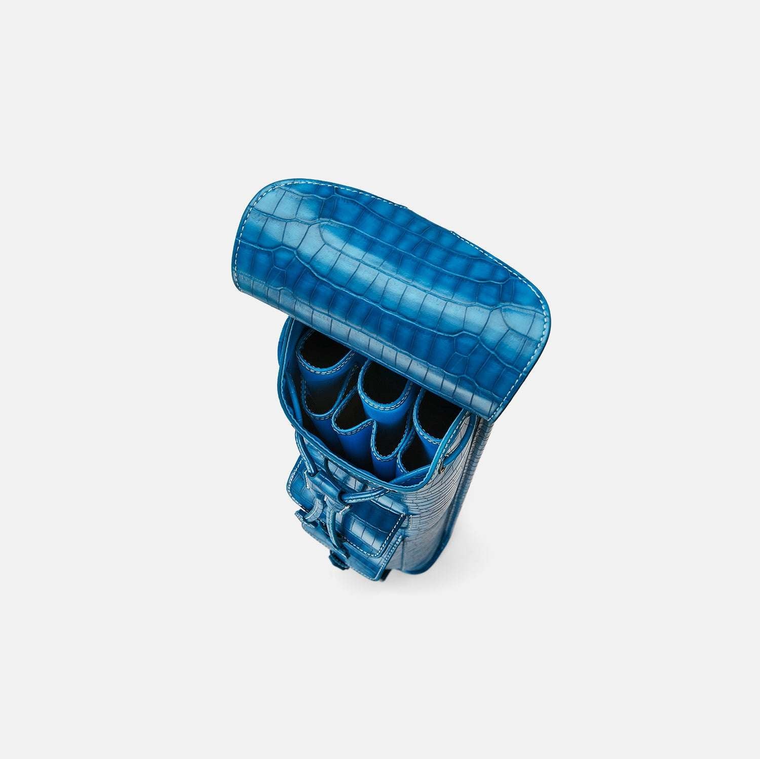 Piaget crocodile pattern cue bag-Blue