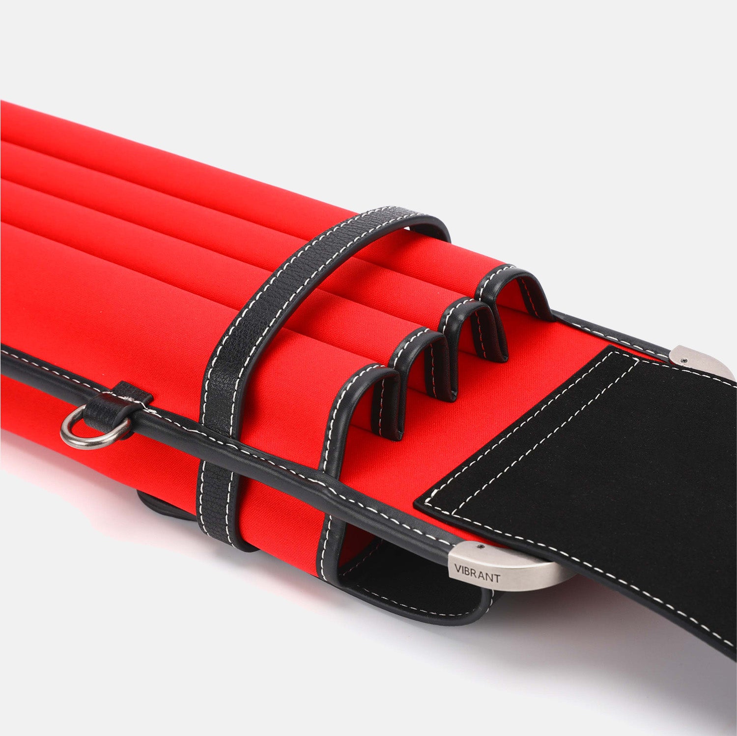 Red and black cue case inner with a visible brand logo on a white background
