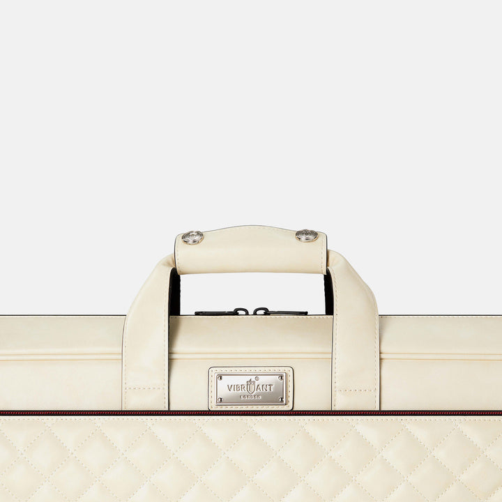 White cue case with a visible brand logo on a white background