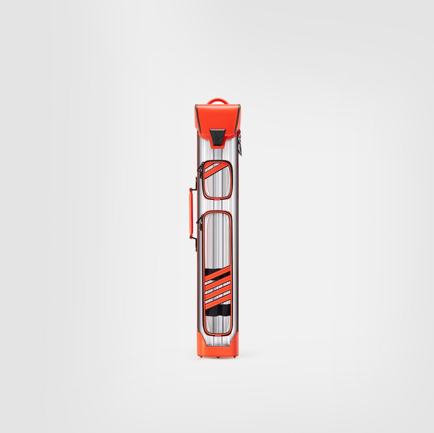 cue bag with orange and black design on a white background