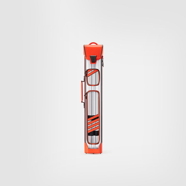 cue bag with orange and black design on a white background